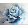 Blue Rose Aquarellbild handgemalt inverschiedenen Blautönen 30 x 41 cm Querformat Bild 3