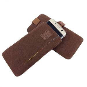 5 - 6,4 Zoll Universell Tasche Hülle Schutzhülle aus Filz für Smartphone Braun Bild 1