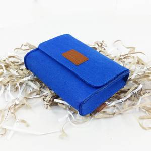 Kulturbeutel Kulturtasche Hülle Tasche aus Filz für Zubehör, Kosmetik, Accessories, Blau Bild 1