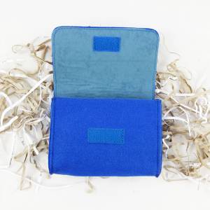Kulturbeutel Kulturtasche Hülle Tasche aus Filz für Zubehör, Kosmetik, Accessories, Blau Bild 4
