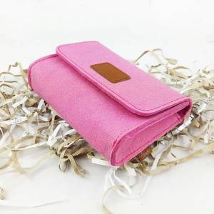 Täschchen Mini Kosmetiktasche Kulturbeutel Kulturtasche Hülle Tasche aus Filz für Zubehör, Make Up und Accessoires, Pink Bild 1