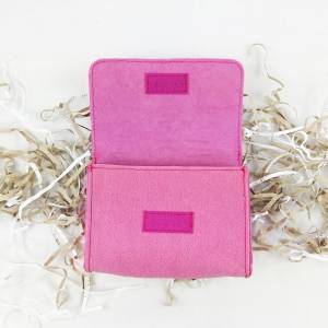 Täschchen Mini Kosmetiktasche Kulturbeutel Kulturtasche Hülle Tasche aus Filz für Zubehör, Make Up und Accessoires, Pink Bild 4