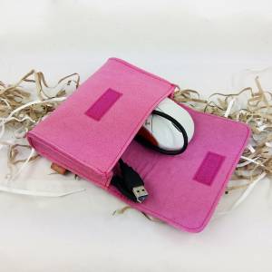 Täschchen Mini Kosmetiktasche Kulturbeutel Kulturtasche Hülle Tasche aus Filz für Zubehör, Make Up und Accessoires, Pink Bild 6