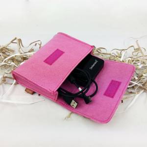 Täschchen Mini Kosmetiktasche Kulturbeutel Kulturtasche Hülle Tasche aus Filz für Zubehör, Make Up und Accessoires, Pink Bild 7