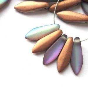 10  5x16mm Copper Rainbow Matted Dagger Beads Bild 1