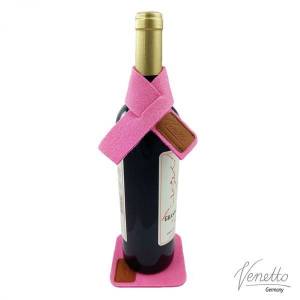 Weinmanschette Tropfstopper Weinkragen Schal Tropfenfänger mit Untersetzer Weinkragen aus Filz Rosa Bild 1