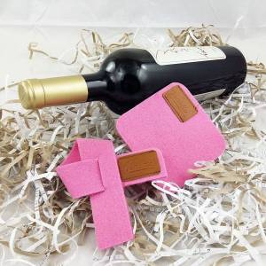 Weinmanschette Tropfstopper Weinkragen Schal Tropfenfänger mit Untersetzer Weinkragen aus Filz Rosa Bild 2