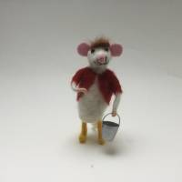 Mäusefigur Gärtner, Maus für Gartenfreunde, Mäuse gefilzt, Sammlerstück Maus, Geld witzig verschenken an Gartenliebhaber Bild 3