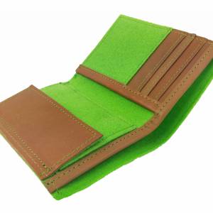 Portemonnaie Geldbörse Geldtasche aus Filz wallet grün hell Bild 3
