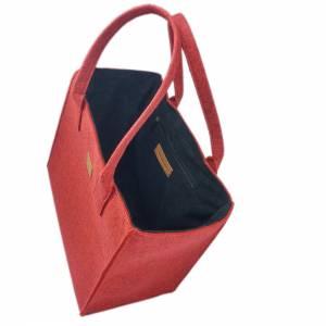 Shopper Damentasche Handtasche Tasche Rot Filz Bild 3