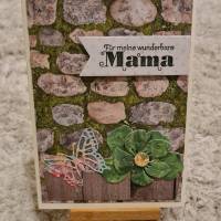 Gratulationskarte , Muttertag ,Für meine wunderbare Mama , Blüten , Schmetterling , Blumenkasten Bild 1