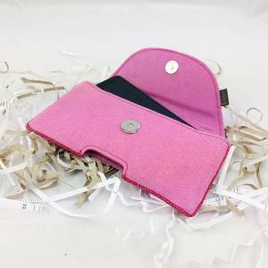 5.0 - 6.4" Horizontal Bauchtasche Gürteltasche Quertasche Tasche aus Filz Filztasche für Handy Pink Bild 3
