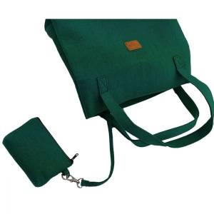 Shopper Damentasche Handtasche Einkaufstasche Filztasche Tasche Henkeltasche mit integrierter Geldbörse grün Bild 2