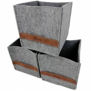 3-er Set Box Filzbox Aufbewahrungskiste Aufbewahrungsbox Kiste für Allelei auch für IKEA Regale grau Bild 1
