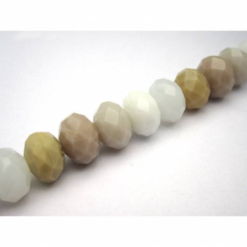 Perlenmix 9x12mm Schliffperlen Mix Indien - Creme Facettierte Perlen Schliffperlen Bunter Mix / made in India