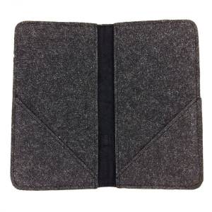 5.2 - 6.4" Bookstyle wallet case Tasche Hülle Buchhülle Filztasche Filzhülle Schutzhülle aus Filz für Handy Schwarz Bild 3