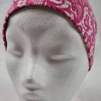 Mütze zum Wenden für 3-5 Jahre / Kopfumfang 48 cm, Jeansoptik mit Patches und pink mit Blumenornament Bild 4
