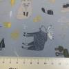 Rest:1,40 m x 1,48m Softshell  mit Fleece -  Abseite , kleine Waldtiere auf rauchblau( 1m/12,86€ ) Bild 5