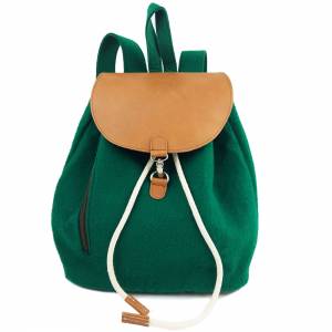 Filzrucksack Tasche Rucksack aus Filz und Leder Elementen sehr leicht backpack unisex Grün dunkel Bild 1