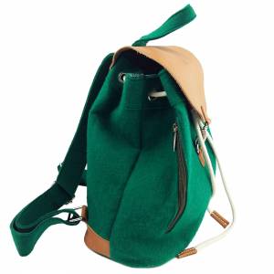 Filzrucksack Tasche Rucksack aus Filz und Leder Elementen sehr leicht backpack unisex Grün dunkel Bild 2