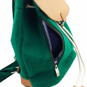 Filzrucksack Tasche Rucksack aus Filz und Leder Elementen sehr leicht backpack unisex Grün dunkel Bild 9