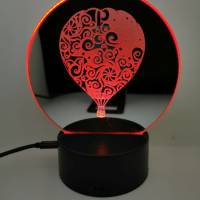 Lasergravur auf rundem Spiegel - Motiv: Heißluftballon, beleuchtet Bild 3