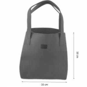 Shopper Damentasche Handtasche Einkaufstasche Tasche Henkeltasche Filztasche mit integrierter Geldbörse schwarz Bild 3