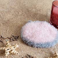 Peelingschwamm Kugel in rosa und silber von Hand gehäkelt Badeschwamm Massageschwamm Spülschwamm Bild 4