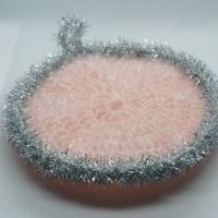 Peelingschwamm Kugel in rosa und silber von Hand gehäkelt Badeschwamm Massageschwamm Spülschwamm Bild 5