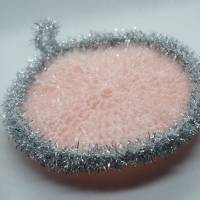 Peelingschwamm Kugel in rosa und silber von Hand gehäkelt Badeschwamm Massageschwamm Spülschwamm Bild 6