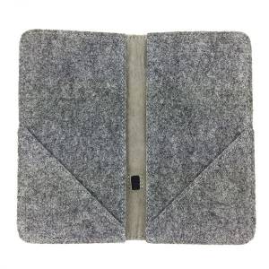 5.2 - 6.4" Bookstyle wallet case Tasche Hülle für Handy Klapptasche Klapphülle Schutzhülle aus Filz, Grau Bild 3