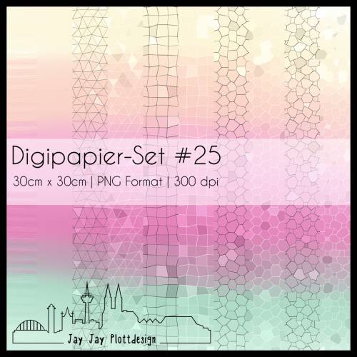 Digipapier Set #25 (gelb, orange, pink, mintgrün) zum ausdrucken, plotten, scrappen, basteln und mehr