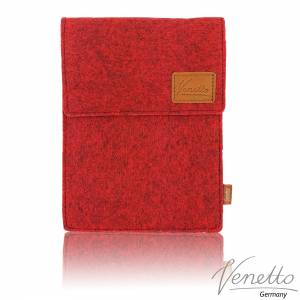 Tasche für eBook-Reader Hülle aus Filz mit Smartphone-Fach Sleeve Case Etui für Kindle, Tablet, Rot meliert Bild 1