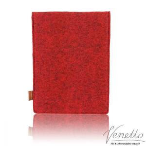 Tasche für eBook-Reader Hülle aus Filz mit Smartphone-Fach Sleeve Case Etui für Kindle, Tablet, Rot meliert Bild 3