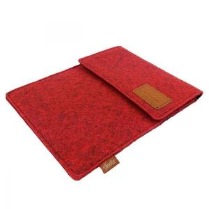Tasche für eBook-Reader Hülle aus Filz mit Smartphone-Fach Sleeve Case Etui für Kindle, Tablet, Rot meliert Bild 4