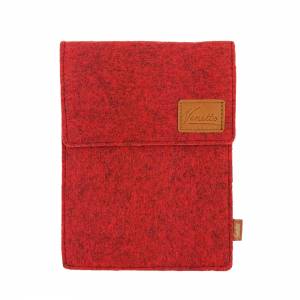 Tasche für eBook-Reader Hülle aus Filz mit Smartphone-Fach Sleeve Case Etui für Kindle, Tablet, Rot meliert Bild 8