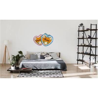 Tolles Wandtattoo Partner Lebkuchenherzen ,konturgeschnitten in 6 Größen ab 40 cm B x 30 cm H