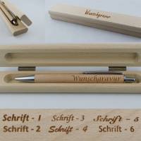 gravierter Holzkugelschreiber im Holzetui Bild 1
