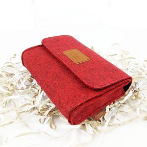 Mini Hülle Tasche aus Filz Täschchen für Kosmetik Make Up Zubehör rot meliert Bild 3
