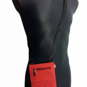 Kleine Umhängetasche Schultertasche Handtasche Damentasche Brusttasche Herren Damen grau schwarz pink rot / Geschenk für Bild 3