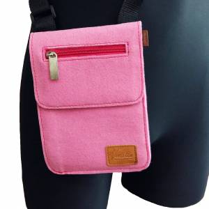 Kleine Umhängetasche Schultertasche Handtasche Damentasche Brusttasche Herren Damen grau schwarz pink rot / Geschenk für Bild 4