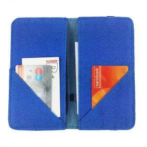 5.2 - 6.4" Bookstyle wallet case Buchhülle Schutzhülle Tasche Hülle Etui aus Filz für Smartphone, blau Bild 1