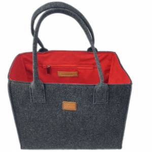 Double color Shopper Damentasche Handtasche Tasche schwarz rot Bild 1