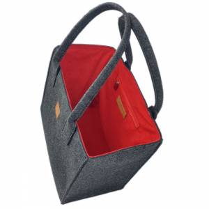 Double color Shopper Damentasche Handtasche Tasche schwarz rot Bild 3