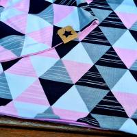 6in1 Beanie Mütze & Loop Schal/Halssocke Set - Dreiecke rosa schwarz grau weiß Bild 3