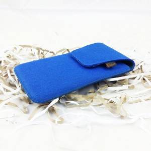 5.0 - 6.4" Vertikal Handtasche Gürteltasche Tasche für Handy Filztasche Etui aus Filz, Blau Bild 3