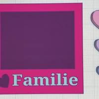 STL-Datei Shaker Fotorahmen mit Schriftzug Familie und Shaker Bits Herzen Bild 1