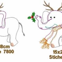 Stickdatei doodle Elefant Winter SET XL Bild 6