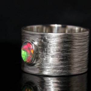 Breiter Opalring - Silberring mit Top Opal - 925er Silber Ring - Handmade unisex for Sie und Ihn - Herrenring Männerring Bild 3