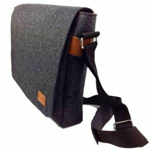 Tasche für Herren Umhängetasche Schultertasche Filztasche Filz und Leder auch für MacBook / Surface / Laptop schwarz Bild 2